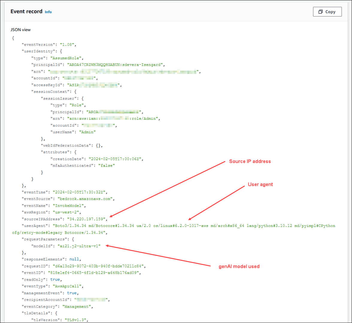 CloudTrail for InvokeModel